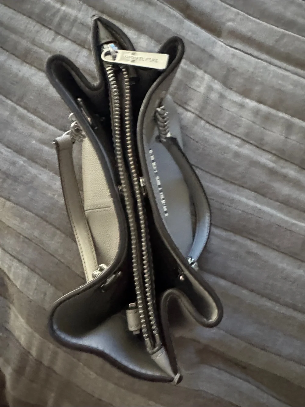 Michael Kors Gray Leather Chain-Handle Shoulder Bag